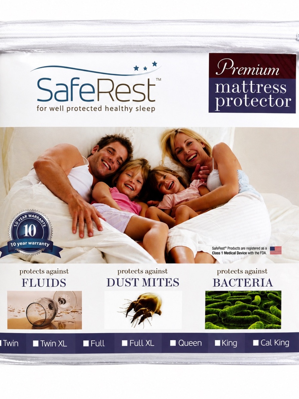 NWT SafeRest Premium Mattress Protector Twin Waterproof